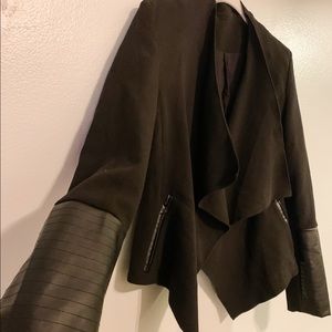 Black blazer with faux leather details